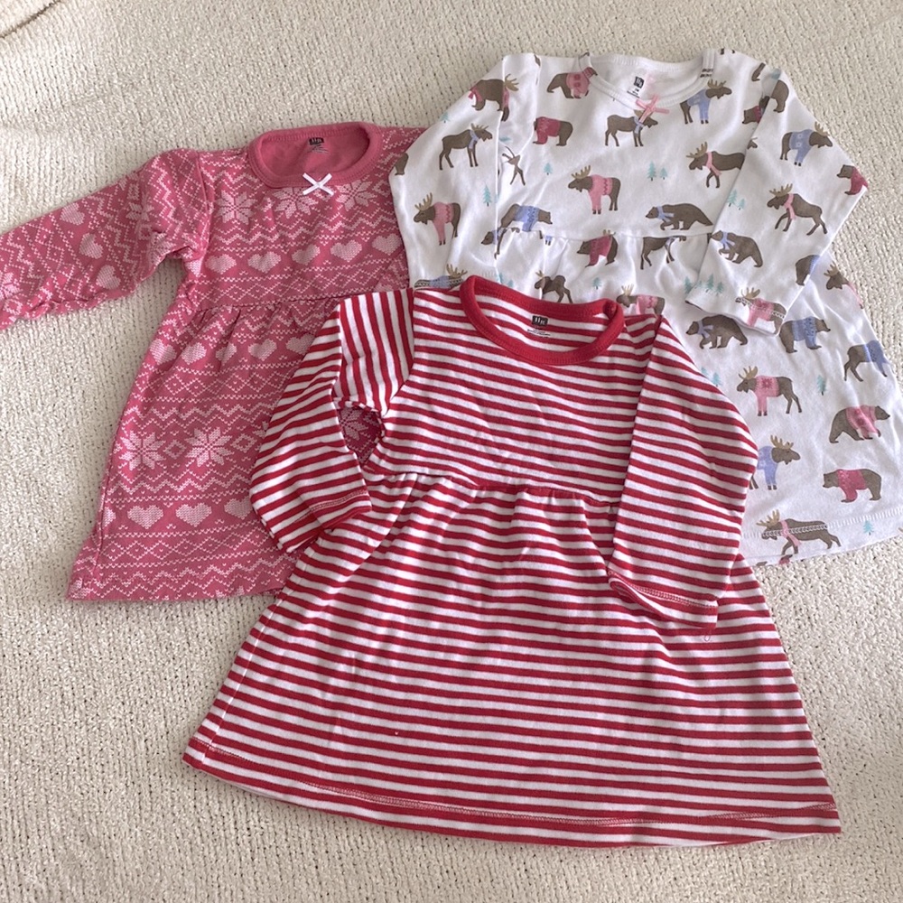 3 pack 100% Cotton 24 Months Baby/Toddler Seasonal Dresses